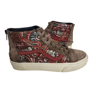 VANS Off The Wall Women 8.5 Brown Paisley Floral High Top Lace Up SK8TR Sneakers